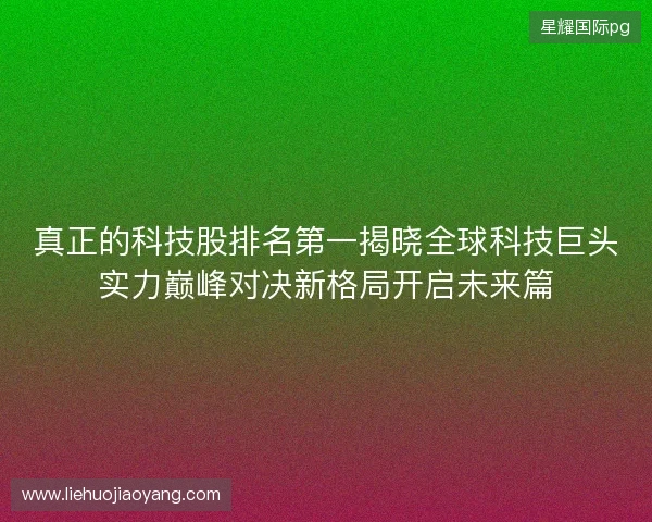 真正的科技股排名第一揭晓全球科技巨头实力巅峰对决新格局开启未来篇