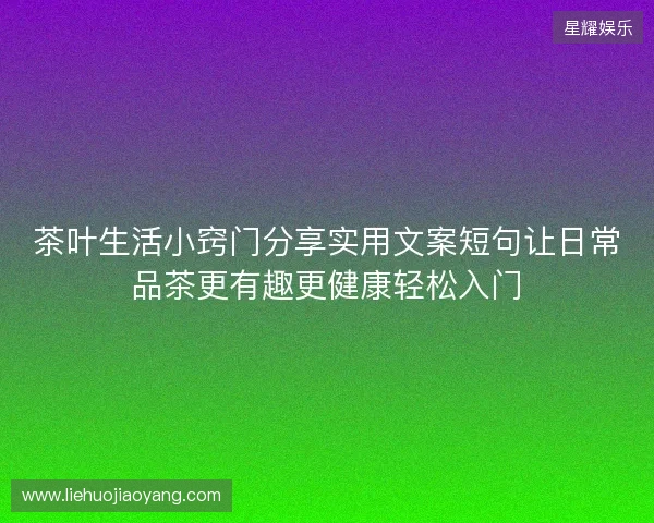 茶叶生活小窍门分享实用文案短句让日常品茶更有趣更健康轻松入门