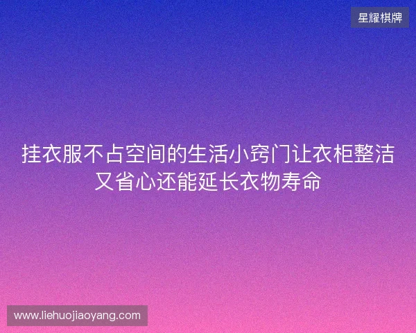 挂衣服不占空间的生活小窍门让衣柜整洁又省心还能延长衣物寿命 挂衣服不占空间的生活小窍门让衣柜整洁又省心还能延长衣物寿命